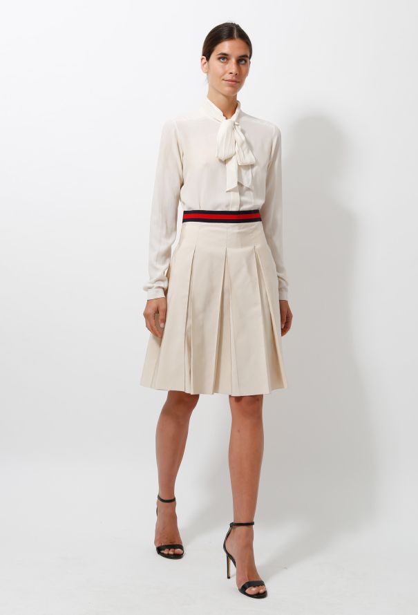Gucci Logo Striped Pleated Skirt - 3