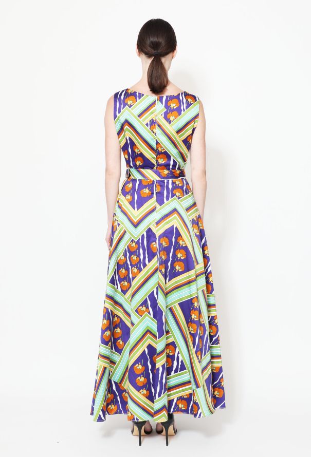 Graphic Belted Satin Dress - 5
