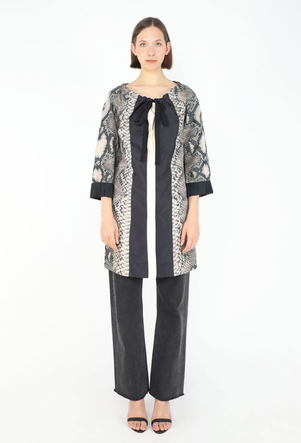 Prada 2009 Snake Print Belted Silk Jacket - 6