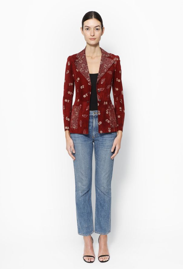 Roberto Cavalli 2002 Floral Suede Jacket - 2