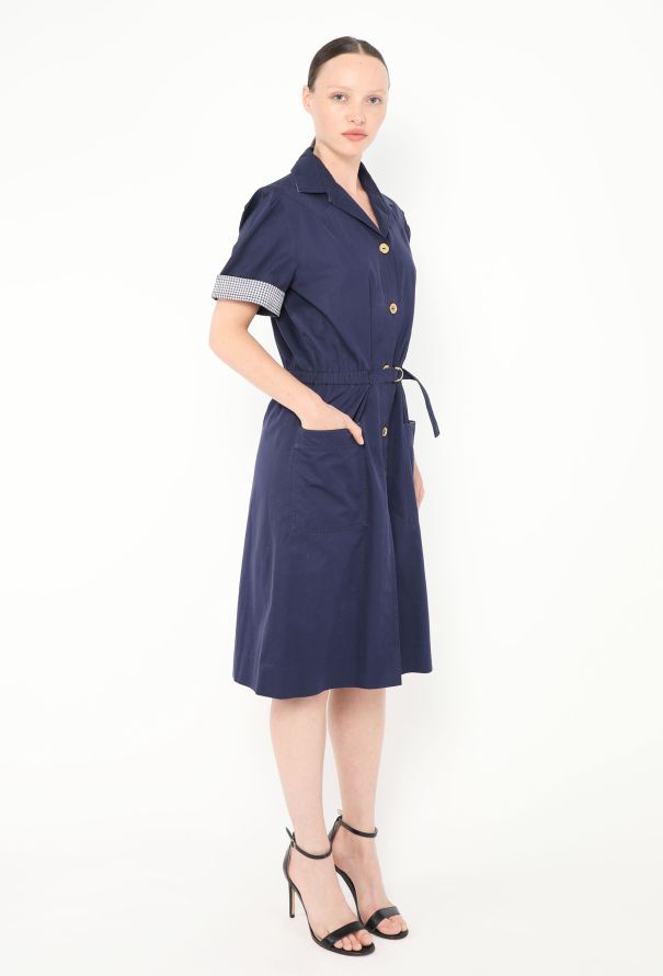 Céline '70s Belted Poplin Gingham Dress - 4