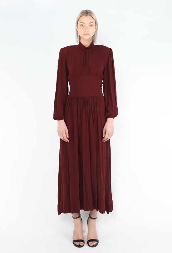 1930s Burgundy Box Pleat Dress - 1