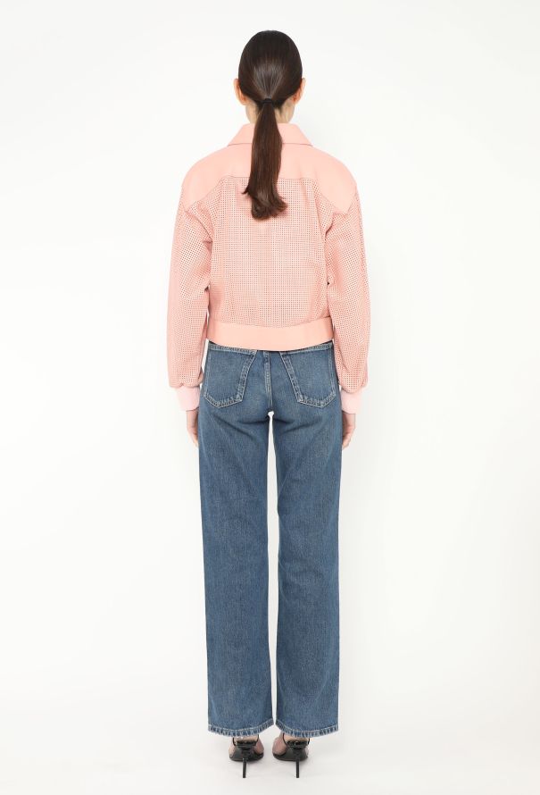 Fendi 2019 Perforated Leather Bomber Jacket - 5