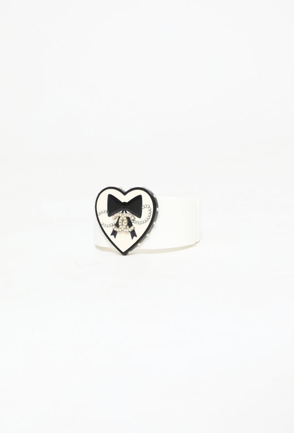 Chanel Embellished Heart Pendant Resin Cuff - 2
