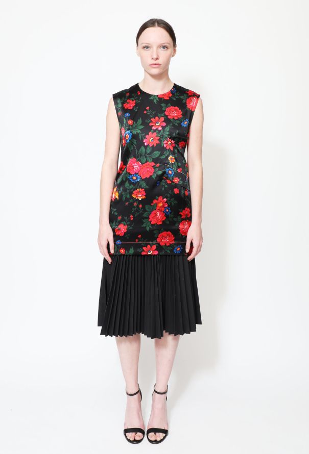 Céline S/S 2015 Floral Satin Draped Top - 5