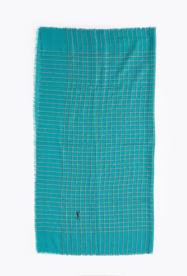 Saint Laurent Vintage Checkered Lamé Scarf - 2