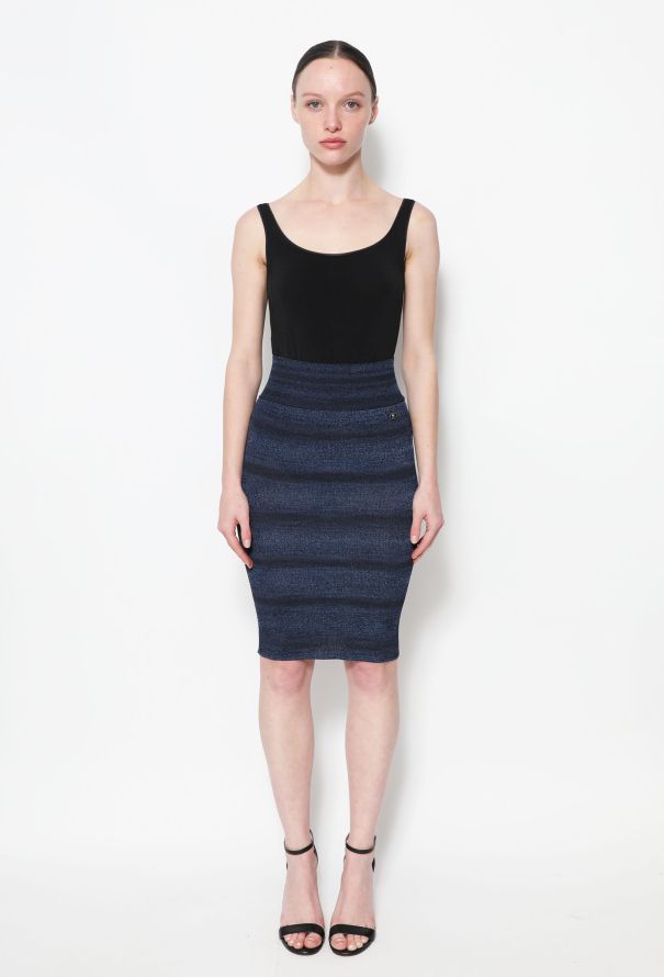 Chanel Tonal Ribbed Knit Skirt - 2