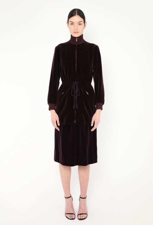 Saint Laurent RARE 1976 Velvet Bomber Jacket Ensemble - 5
