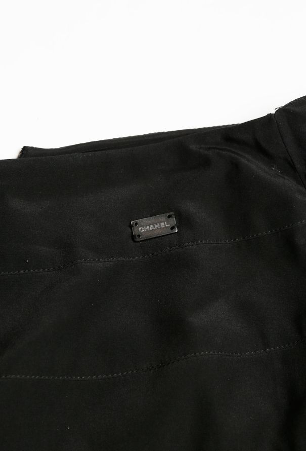 Chanel Black Flared Silk Skirt - 6