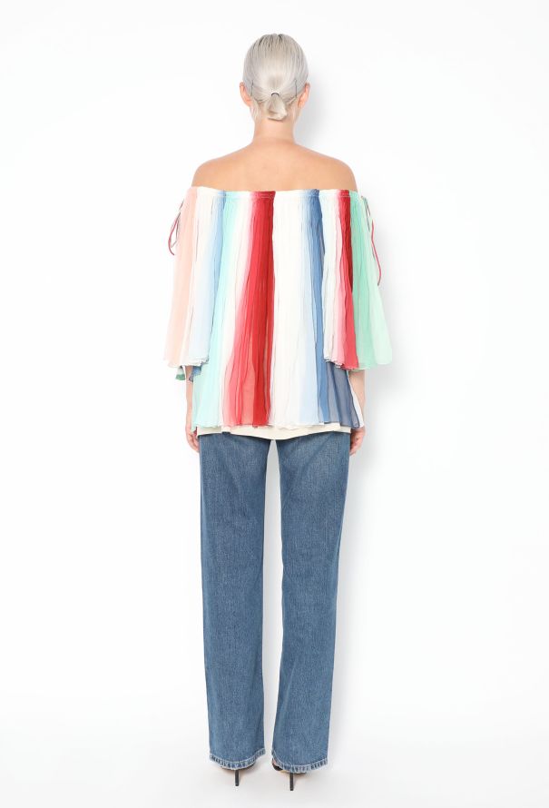 Chloé S/S 2016 Off-Shoulder Chiffon Top - 5