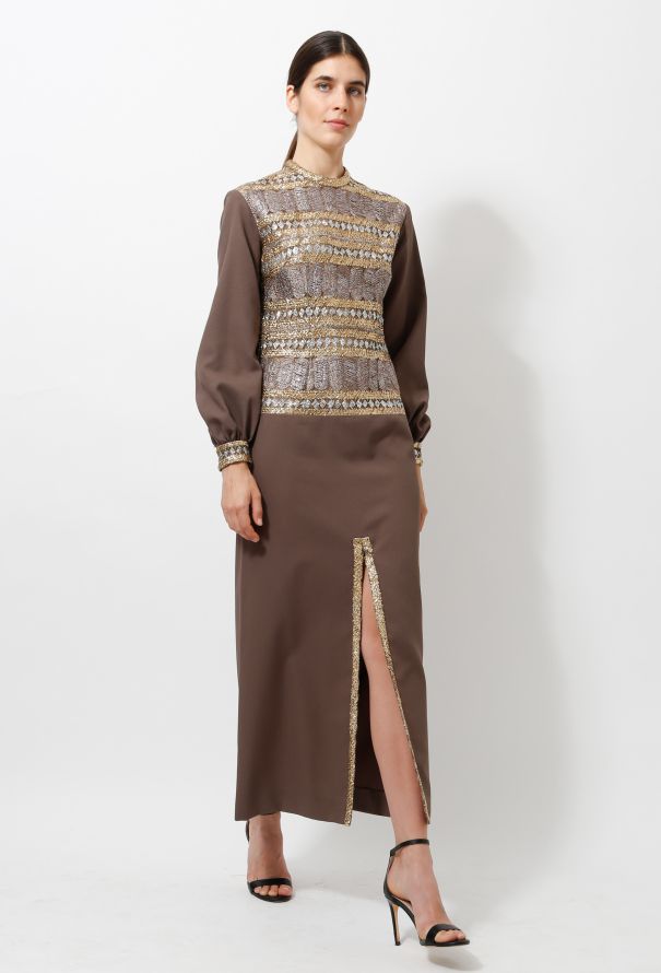 Vintage Metallic Embroidered Dress - 2