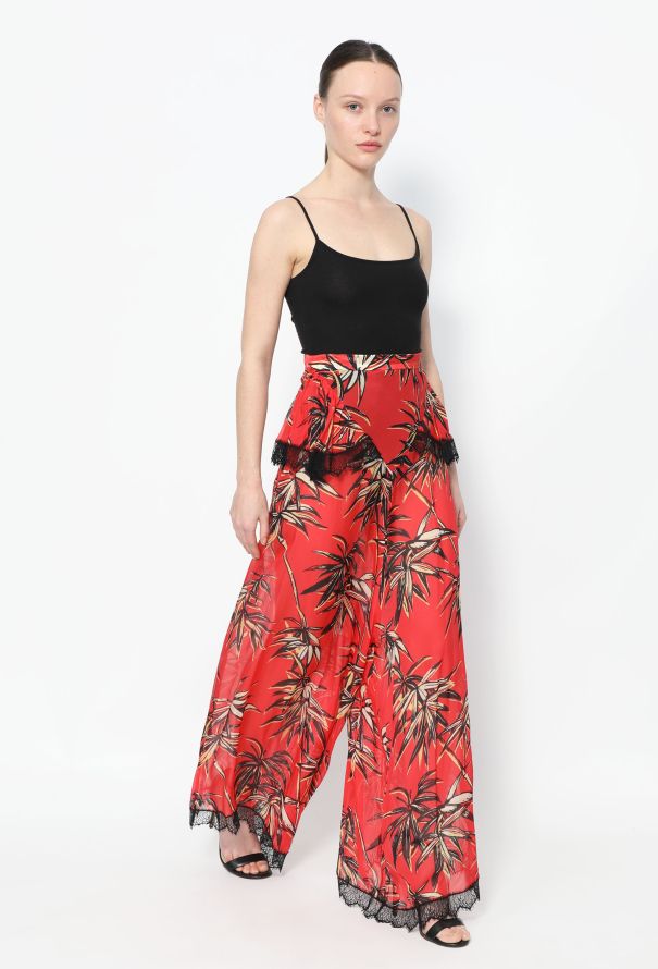 Rodarte S/S 2018 Printed Silk Lace Pants - 4
