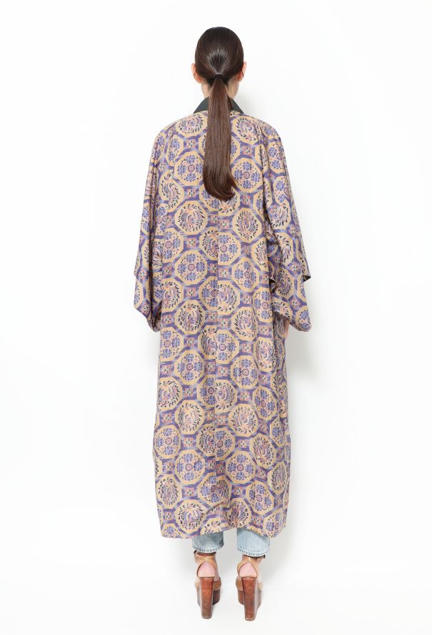 World Treasures Authentic Geometric Floral Kimono - 4