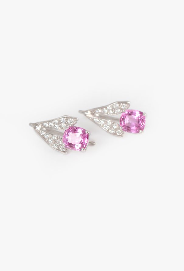 Mellerio 18k Gold, Diamond & 3.93 Carats Sapphire Tulip Earrings - 5