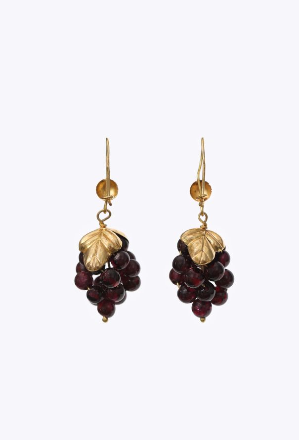 Vintage Fine Jewelry 18k Yellow Gold & Garnet Pendant Earrings - 3