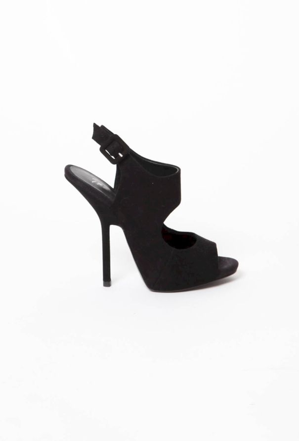 Giuseppe Zanotti Black Suede Cutout Sandals - 1