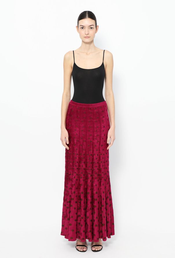 Alaïa '90s Chenille Polka Dot Maxi Skirt - 3