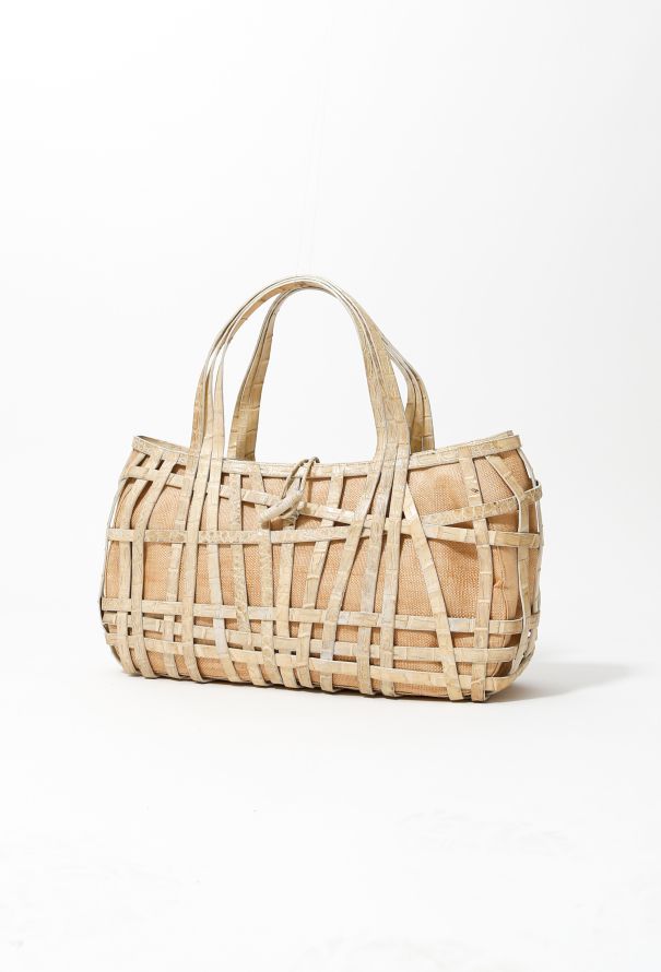 Exquisite Vintage Nancy Gonzalez Crocodile Raffia Bag - 2