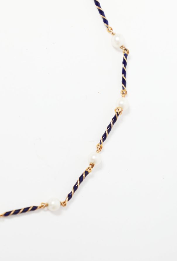Vintage Fine Jewelry 18k Gold, Enamel & Cultured Pearl Sautoir - 3