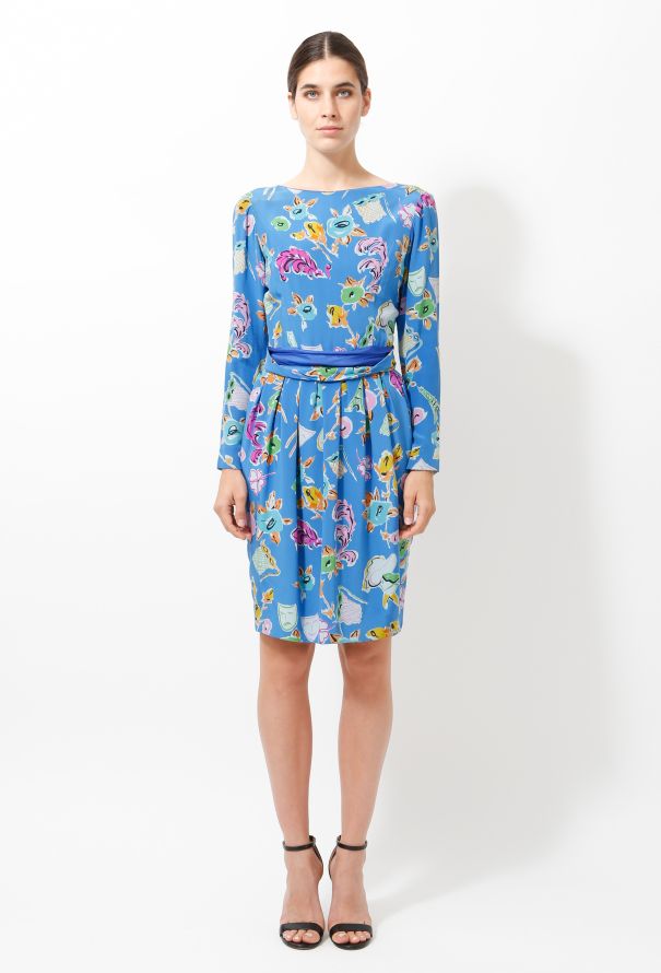 Lanvin 70s Open Back Floral Silk Dress - 1