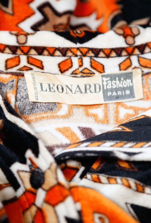 Exquisite Vintage Leonard '60s Graphic Velvet Shirt Dress - 7