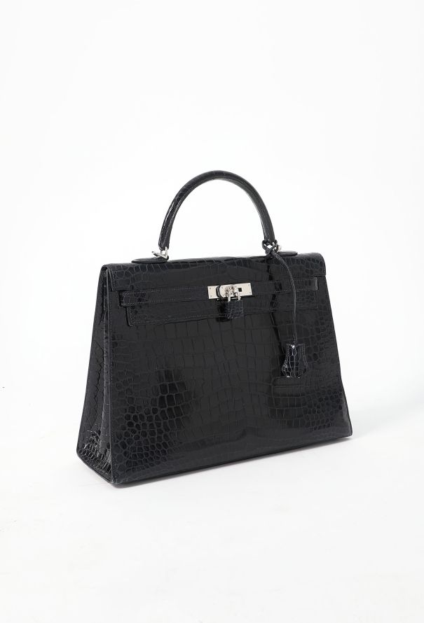 Hermès Bleu Marine Porosus Kelly Sellier 35 - 4