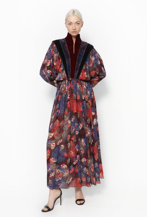 Bohemian Velvet Trim Dress - 3
