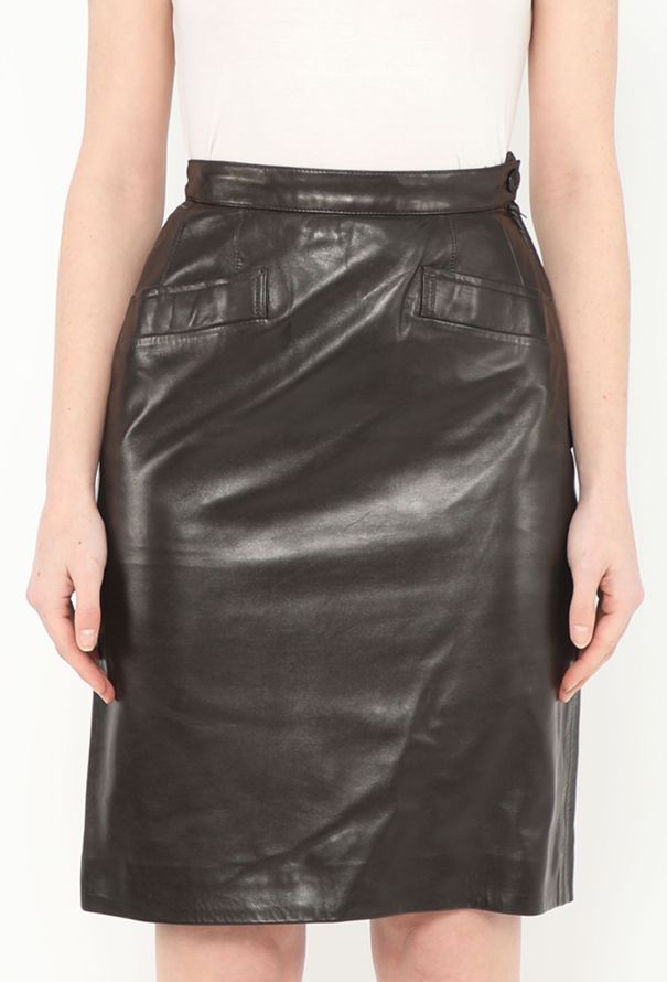 Saint Laurent '70s Lambskin Leather Skirt - 3