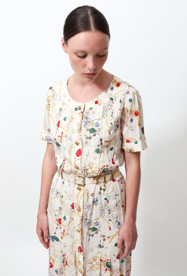 Chanel Rare '80s  Jewel Print Pleated Dress - 3