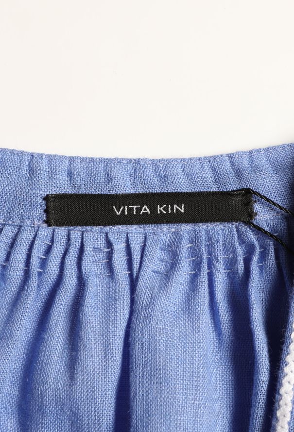 Vita Kin Embroidered Blue Linen Tunic - 5