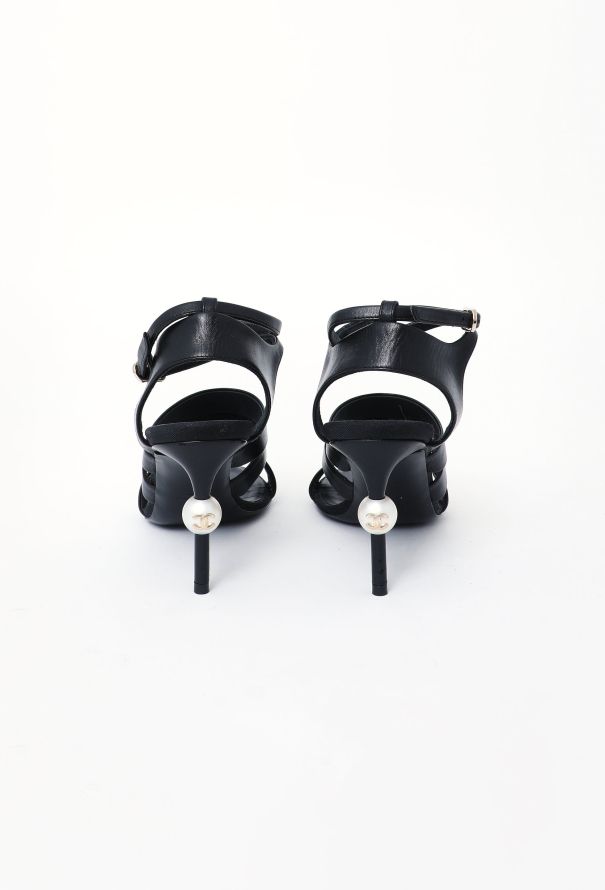 Chanel Leather Pearl 'CC' Sandals - 5