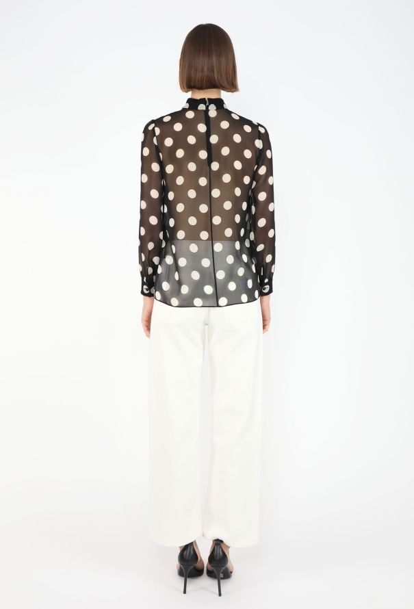 Céline Polka-Dot Georgette Blouse - 6