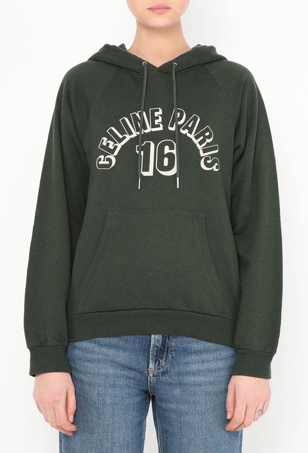 Céline 2021 Cashmere Varsity Hoodie Green - 1
