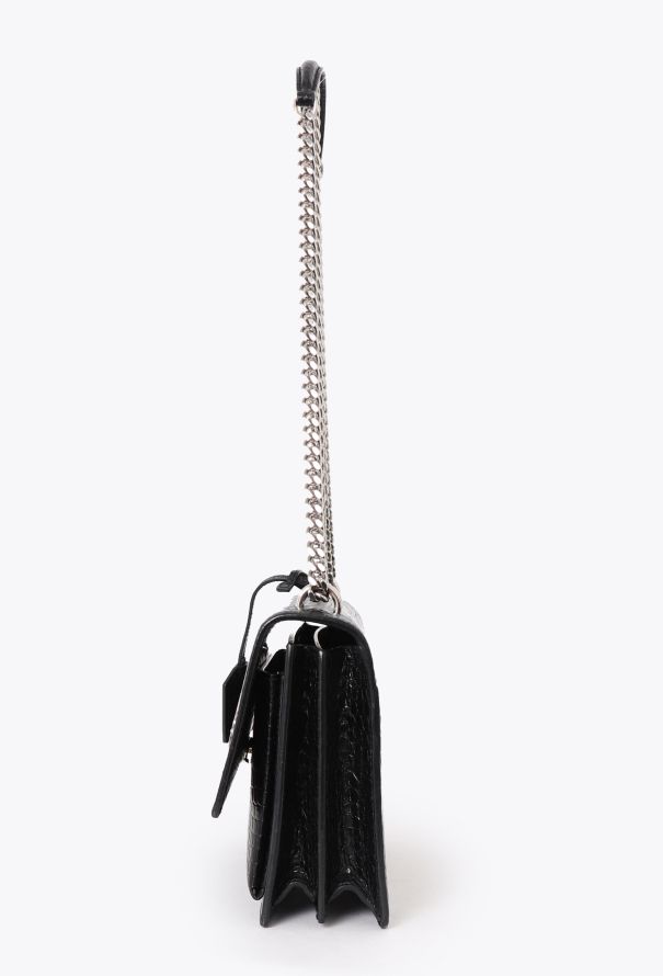 Saint Laurent Medium Croco Embossed Sunset Bag - 5