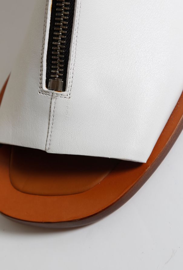 Céline Zip Leather Flat Sandals - 8