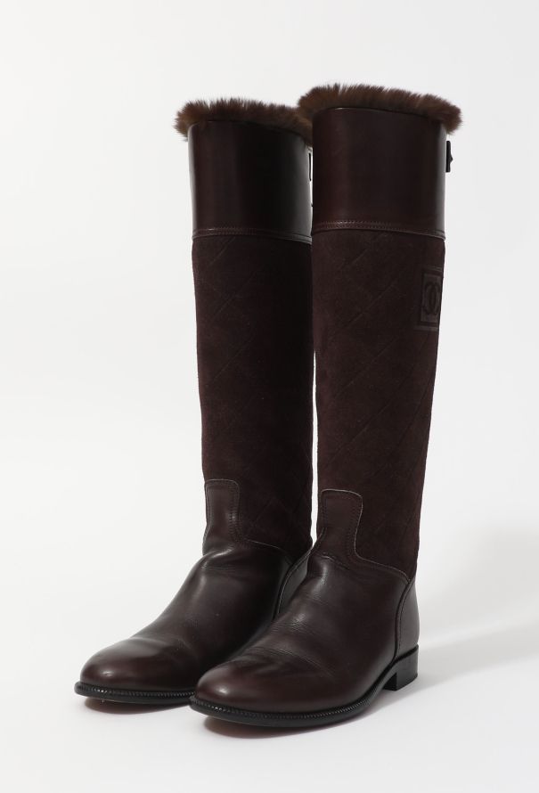 Chanel Fur Trimmed Knee Boots - 3