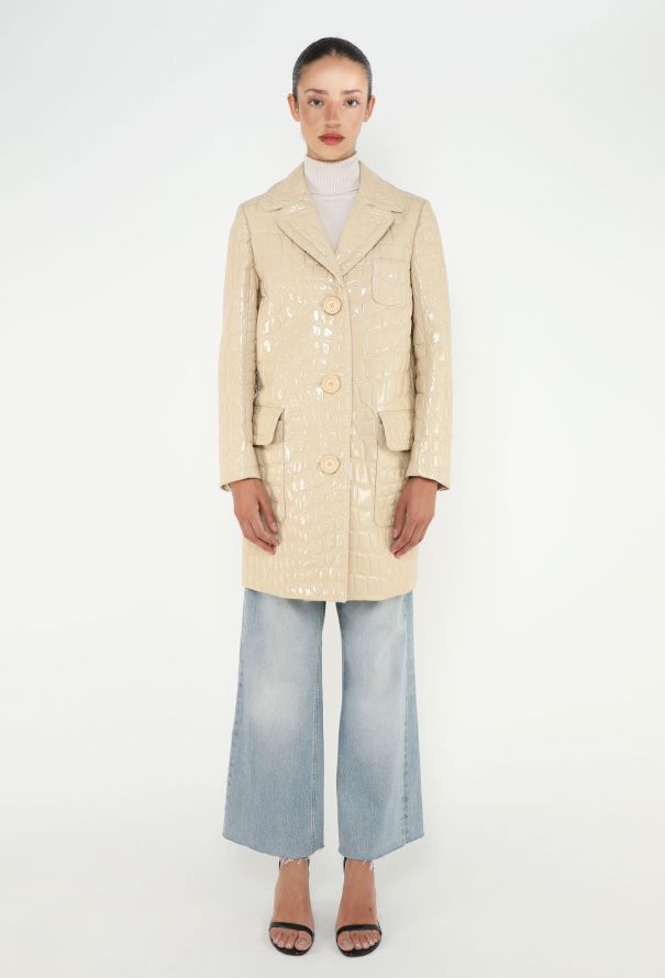 Miu Miu F/W 2015 Embossed Patent Coat - 3