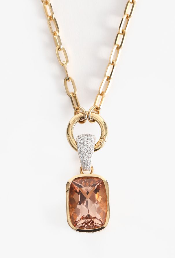 Modern Fine Jewelry FoundRae 18K Yellow Gold Chain and Morganite Charm - 3