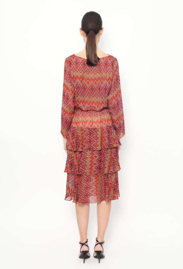 Abstract Tiered Silk Dress - 5