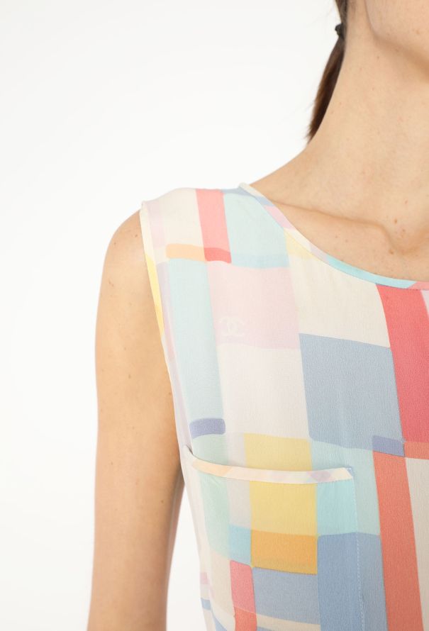 Chanel Rare 1999 Colorblock Chiffon Dress - 5