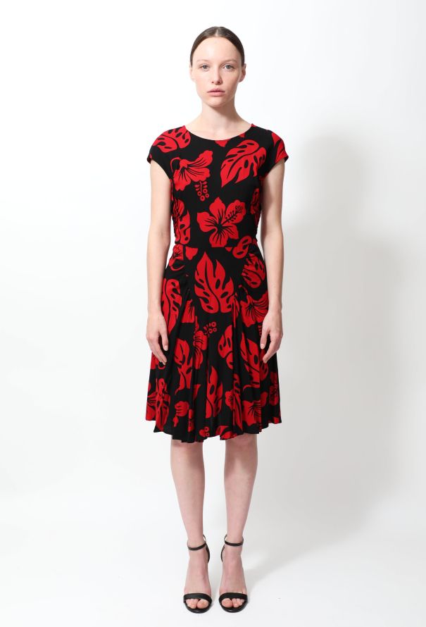 Prada Floral Print Ruched Day Dress - 1