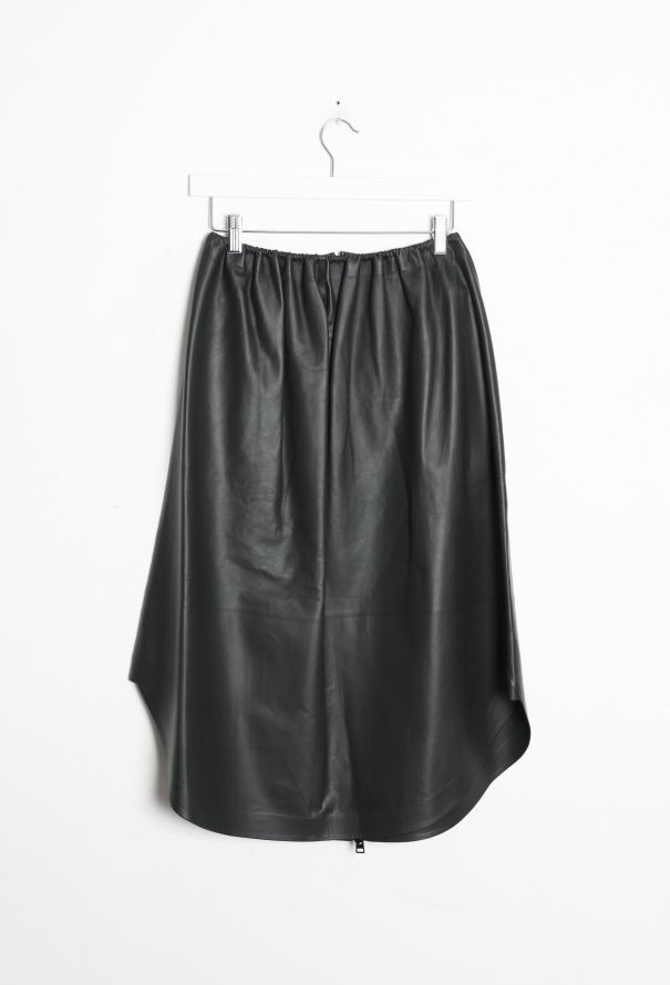 Bottega Veneta 2020 Charcoal Leather Zip Skirt - 7