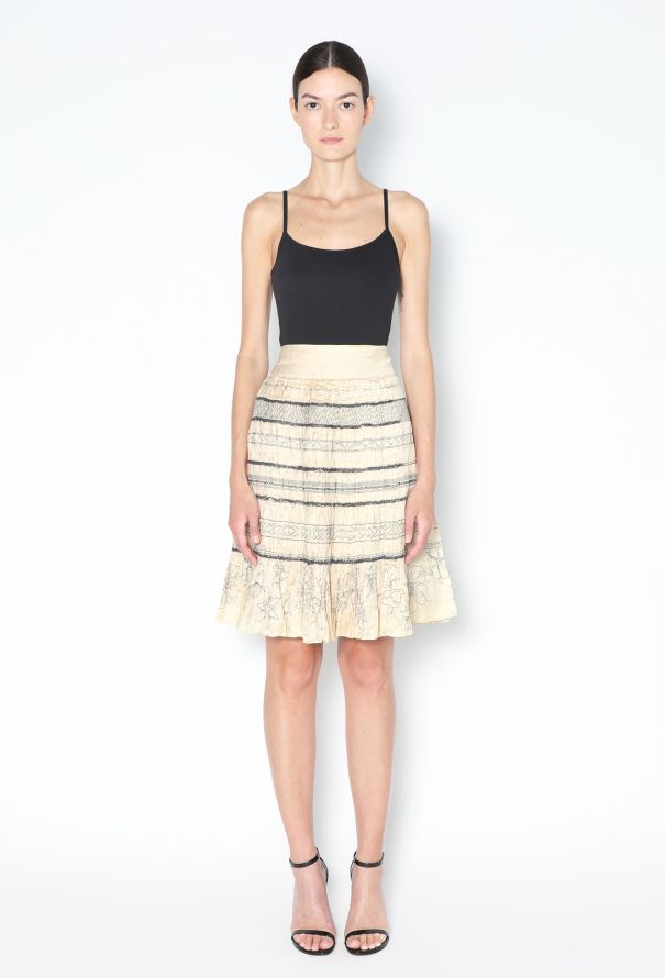 Dries Van Noten S/S 2006 Embroidered Shantung Wrap Skirt - 4