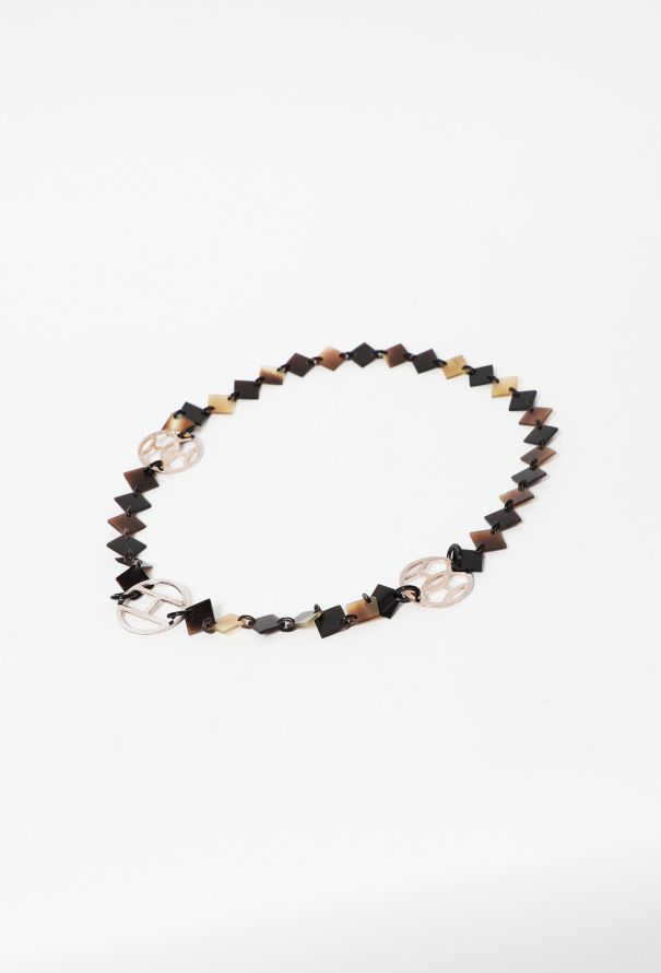 Hermès 'Lena' Lacquered Horn Necklace - silver medallion - 2