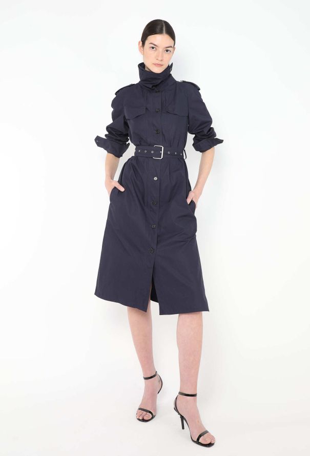 Céline Belted Poplin Trench Dress in Navy – 2017 - 1