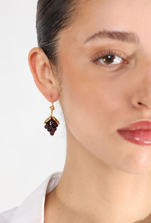 Vintage Fine Jewelry 18k Yellow Gold & Garnet Pendant Earrings - 2