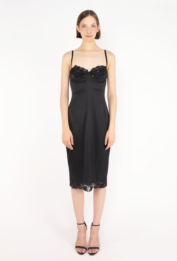 Dolce & Gabbana Lace Trim Slip Dress, 1990s - 2