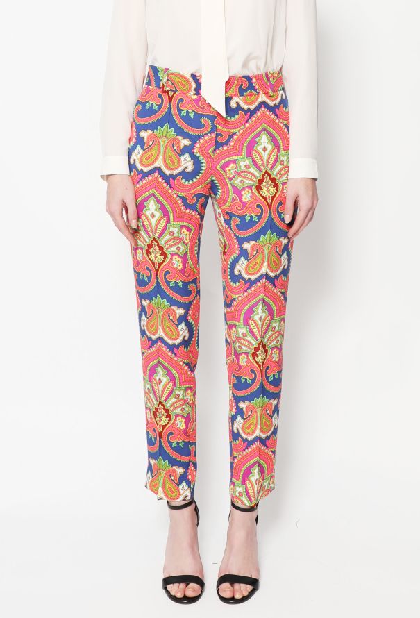 Céline Baroque Paisley Silk Trousers - 1