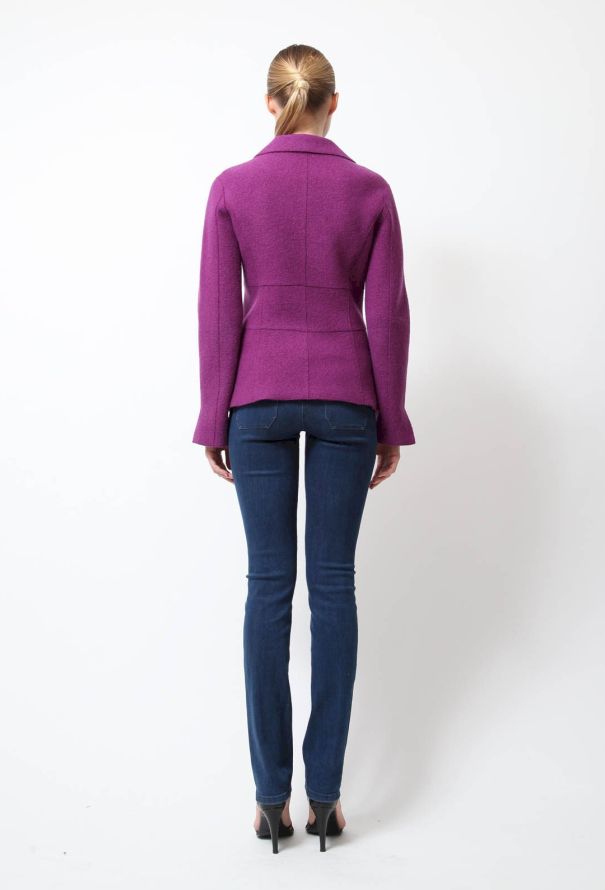 Chanel 90s Purple Felt Jacket - 5