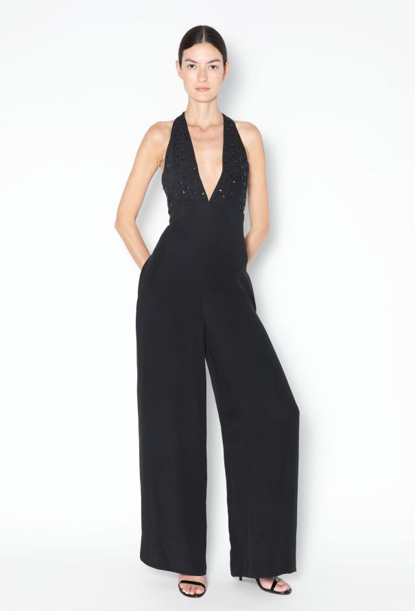 Chloé Embellished Crêpe Halter Jumpsuit - 1